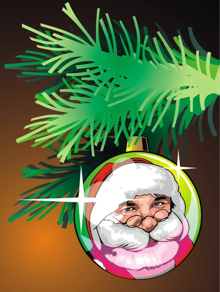 サンタさんは素敵なポストカードとして木をプレゼントし — ストックベクタ