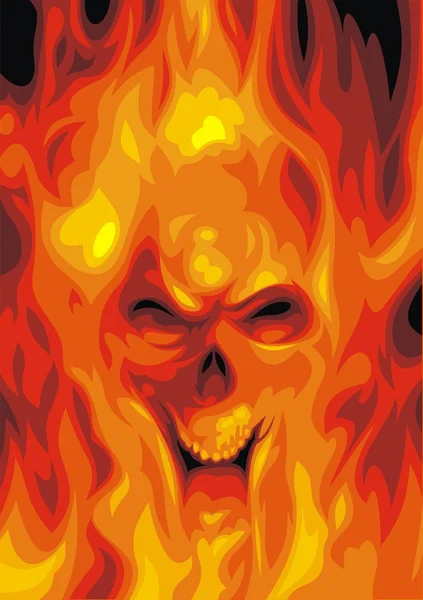 Human skull in the fire — Stock Vector