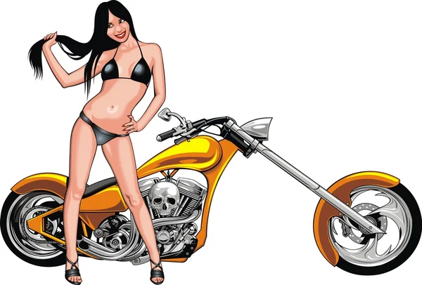 Menina e meu projeto de moto original —  Vetores de Stock