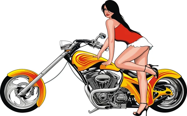 Chica y mi diseño original de moto — Archivo Imágenes Vectoriales