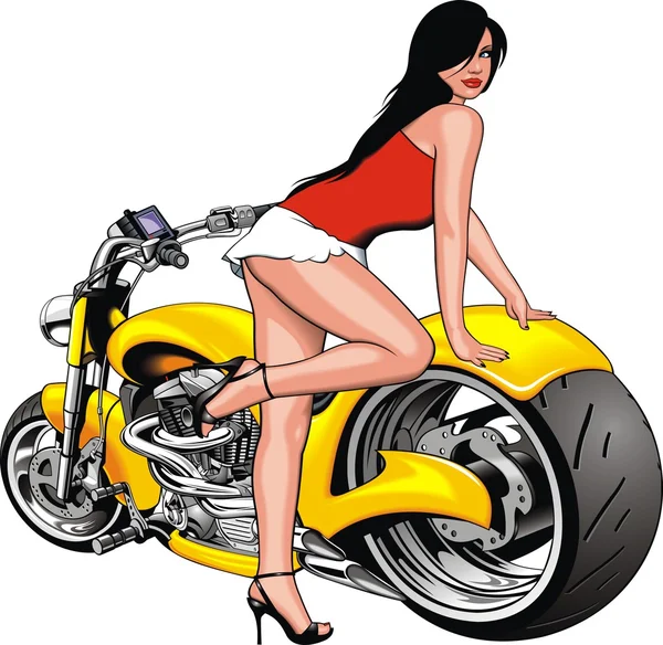 Chica y mi diseño original de moto — Vector de stock