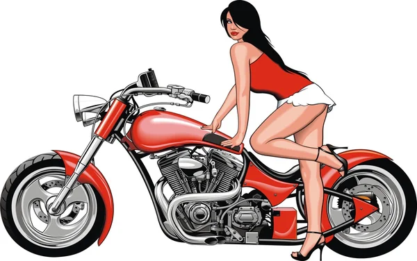 Flicka och min ursprungliga motorcykel design — Stock vektor