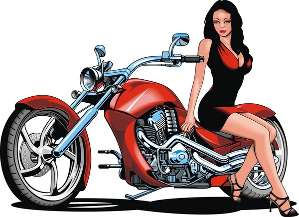 Mädchen und mein originelles Motorrad-Design — Stockvektor