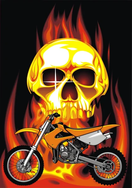 人間の頭蓋骨と私のオリジナル バイク デザイン — ストックベクタ