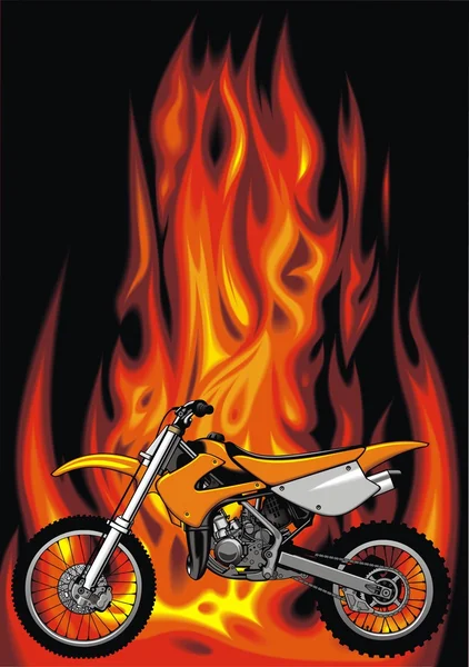 Ma moto d'origine avec fond de feu — Image vectorielle