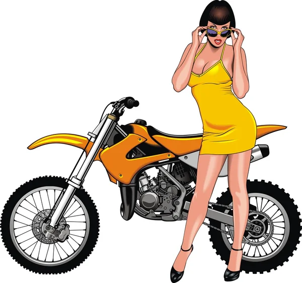 Dziewczyna i mój oryginalny projekt motocykl — Wektor stockowy
