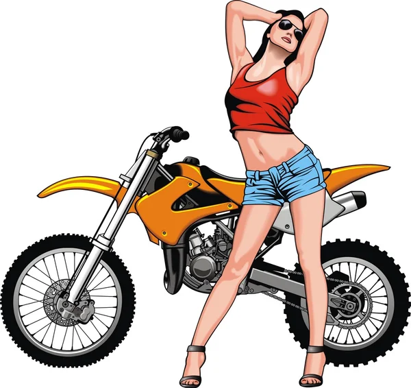 Girl and my original motorbike design — Stock Vector