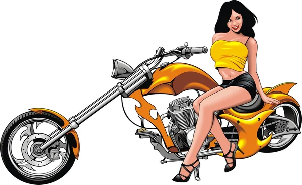 Chica y mi diseño original de moto — Archivo Imágenes Vectoriales