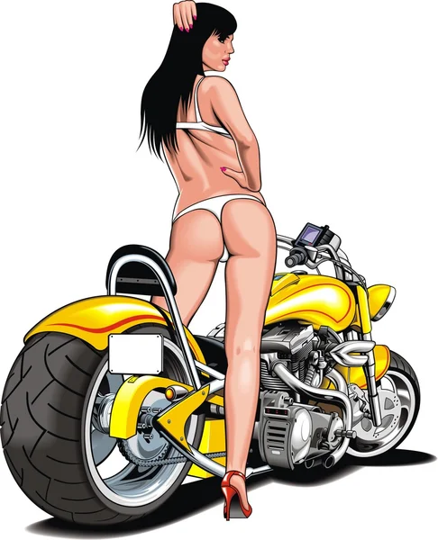 Chica y mi diseño original de moto — Archivo Imágenes Vectoriales