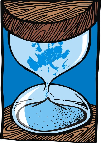 Euro Europe Problems Sand Clock — Stock Vector