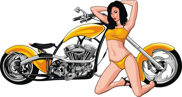 Wanita seksi dan desain sepeda motor asliku - Stok Vektor