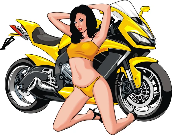 Sexy woman and my original motorbike design — Stock Vector