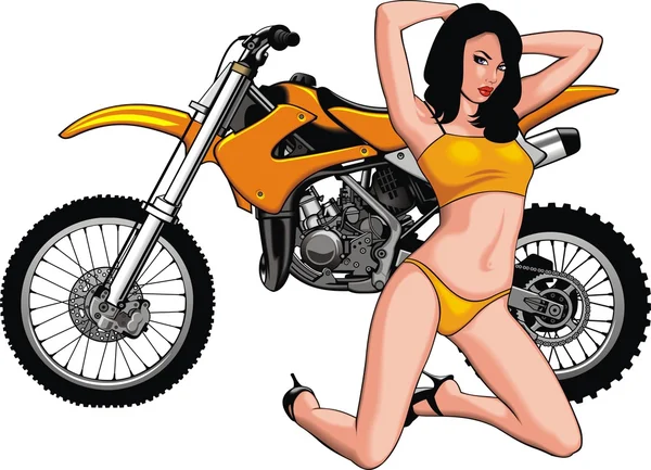 Mulher sexy e meu projeto original da motocicleta —  Vetores de Stock