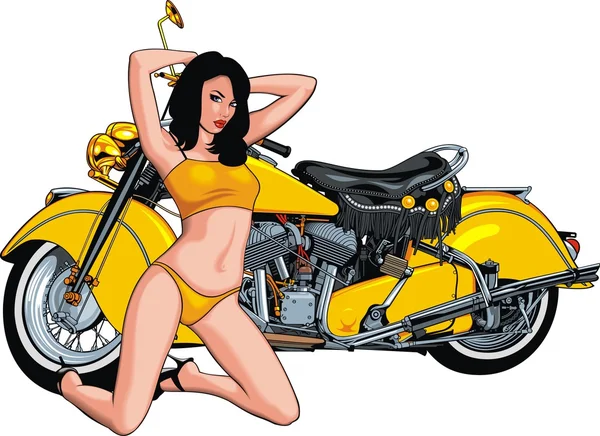 Mulher sexy e meu projeto original da motocicleta — Vetor de Stock