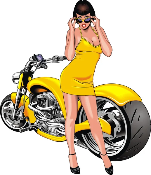 Buena chica y mi moto diseñada original — Vector de stock