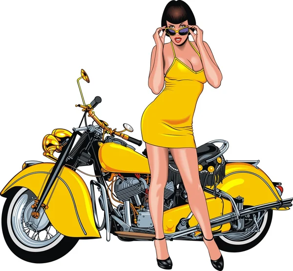 Buena chica y mi moto diseñada original — Vector de stock