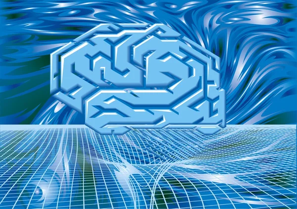 Human brain as technology illustration — Stock Vector