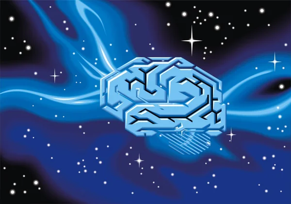 Menschliches Gehirn als technologische Illustration — Stockvektor