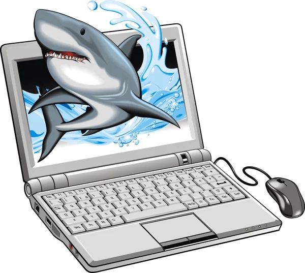 画面上でサメのノート — ストックベクタ