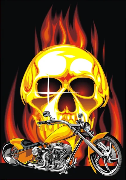 Motorbike and human skull — Stock Vector