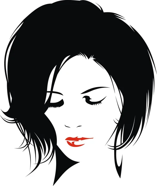 Einfache Frau Kopf Illustration (Mode Bild) — Stockvektor