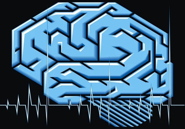 Menschliches Gehirn als technologische Illustration — Stockvektor