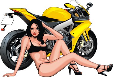 güzel kız ve motosiklet