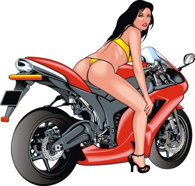 güzel kız ve motosiklet