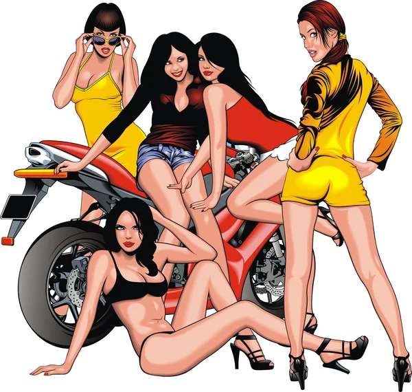 güzel kızlar ve motosiklet