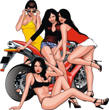 güzel kızlar ve motosiklet