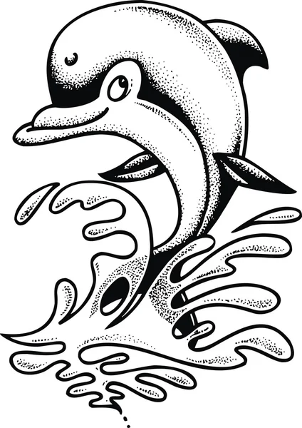 Delphin und Wasser — Stockvektor