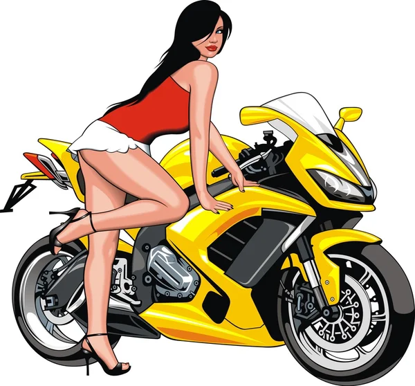 Гарна дівчина і мотоцикл — стоковий вектор