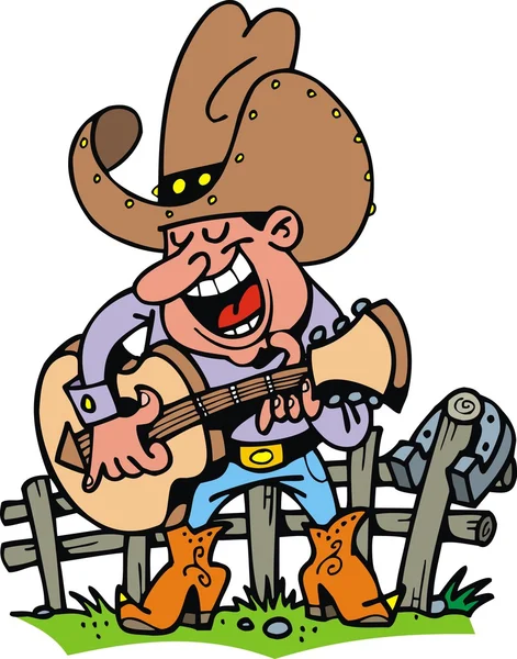 Cowboy afspelen van muziek — Stockvector