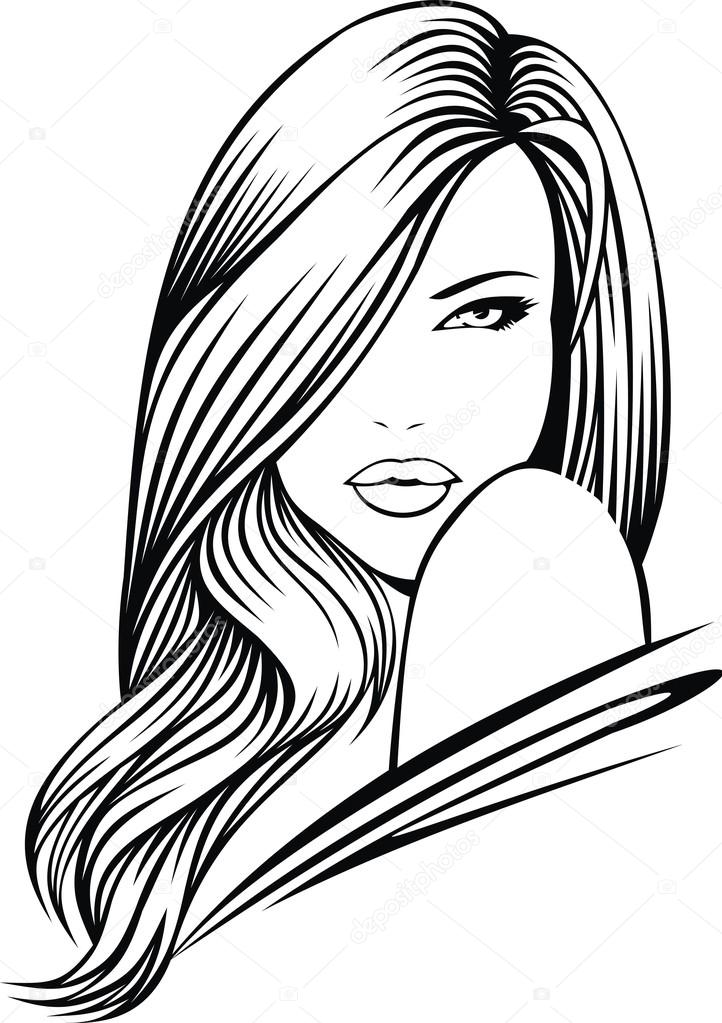 Head of nice girl on the white background