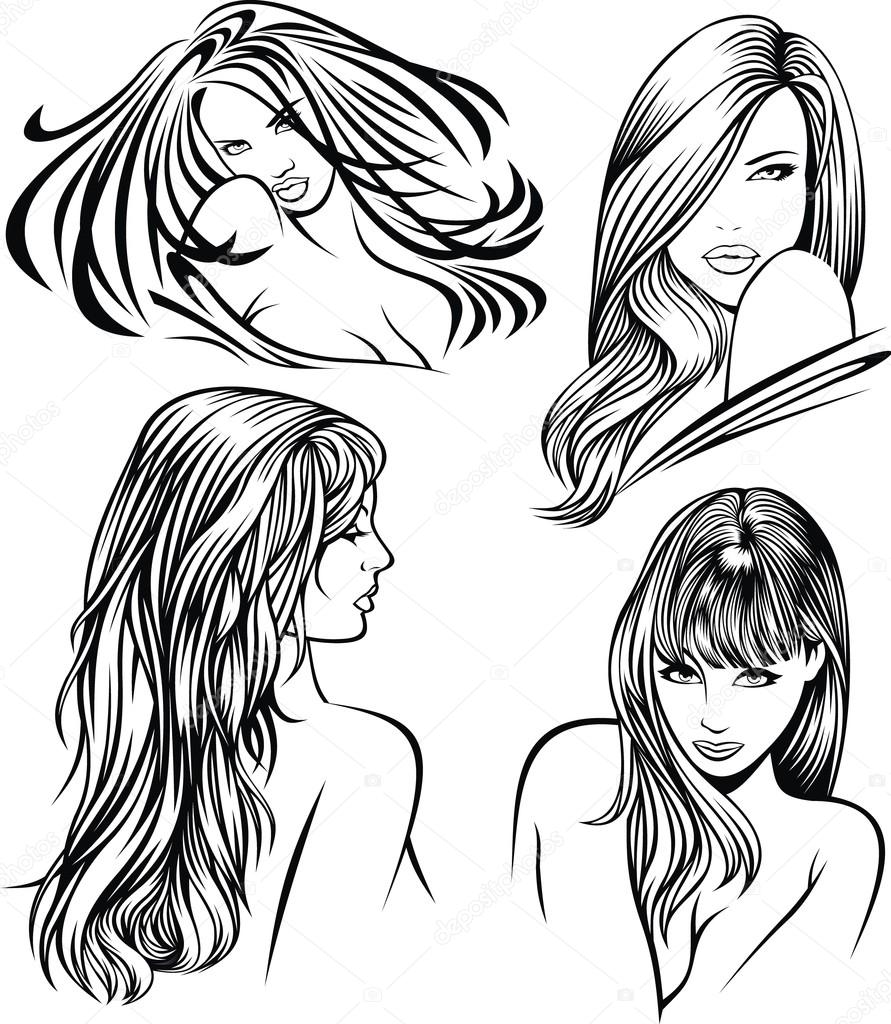 Heads of nice girls on the white background