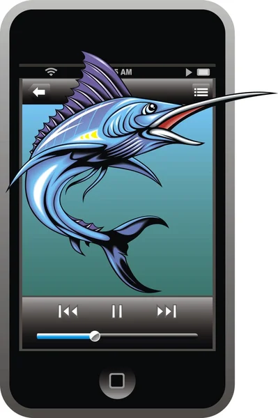 Telefone móvel moderno com golfinho —  Vetores de Stock