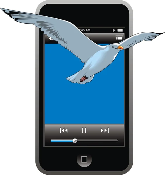 现代手机与鸟 — 图库矢量图片