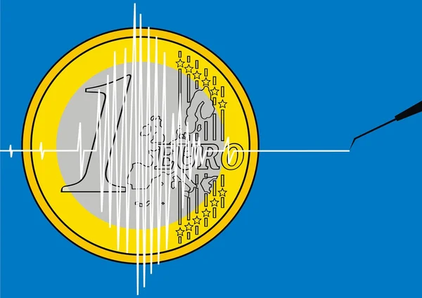 1 евро в качестве символа кризиса — стоковый вектор