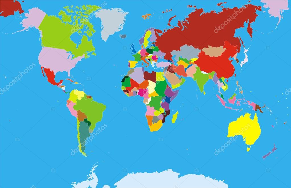 Carte Du Monde Avec Tous Les Continents Image Vectorielle