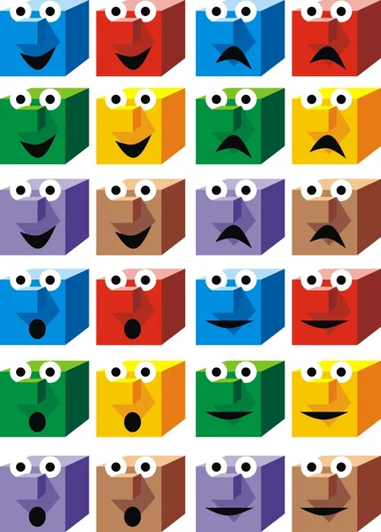 Кольорові кубики як колекція посмішок — стоковий вектор