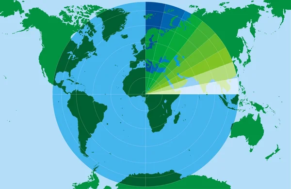 Wereldkaart met elk continent — Stockvector