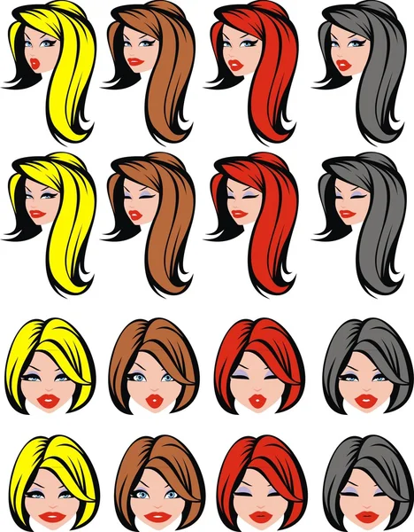 Easy women heads — Stock Vector