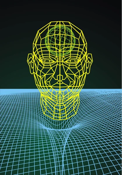 3D-s emberi fej — Stock Vector