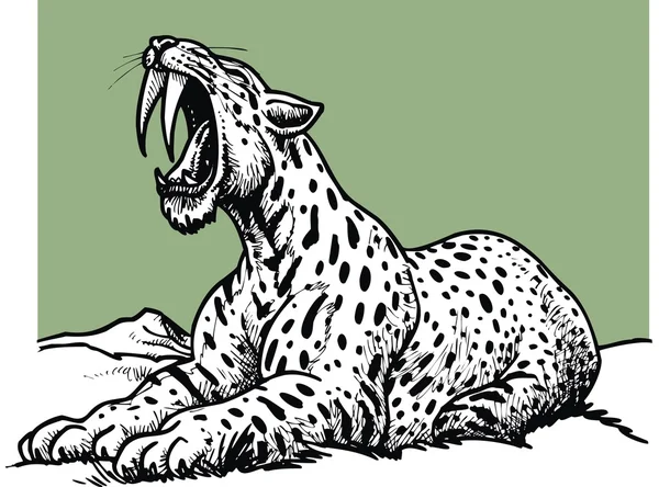 Tigre dentes de sabre - animal pré-histórico — Vetor de Stock