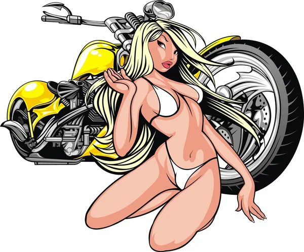 Дівчина і мотоцикл — стоковий вектор