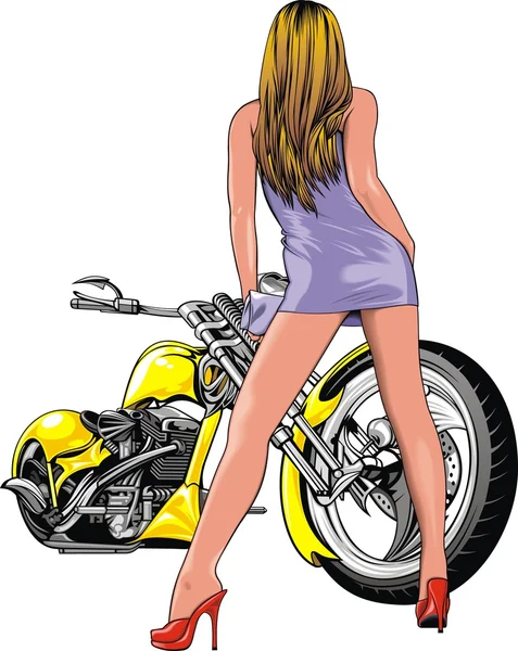 Chica y moto — Vector de stock