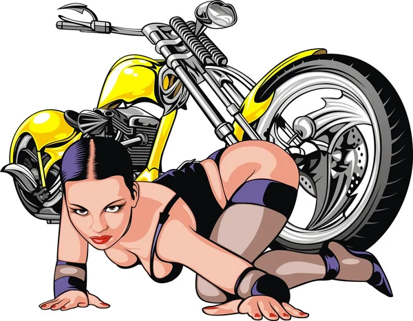 Fille et moto — Image vectorielle