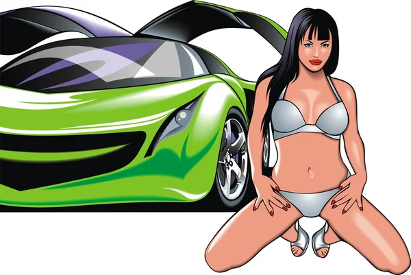 Mi diseño de coche original y buena chica — Vector de stock