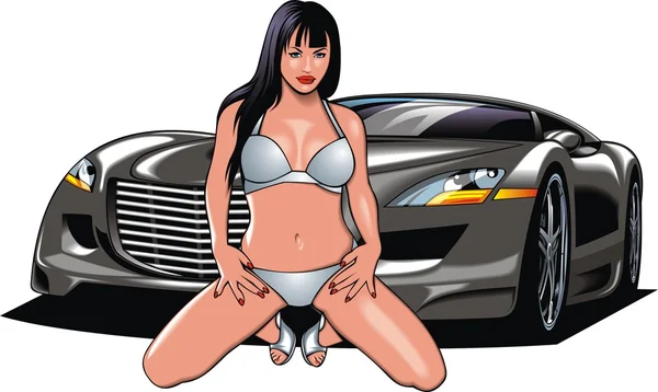 Mi diseño de coche original y buena chica — Vector de stock