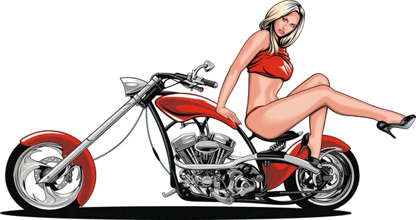 Ma conception originale de moto et belle fille — Image vectorielle